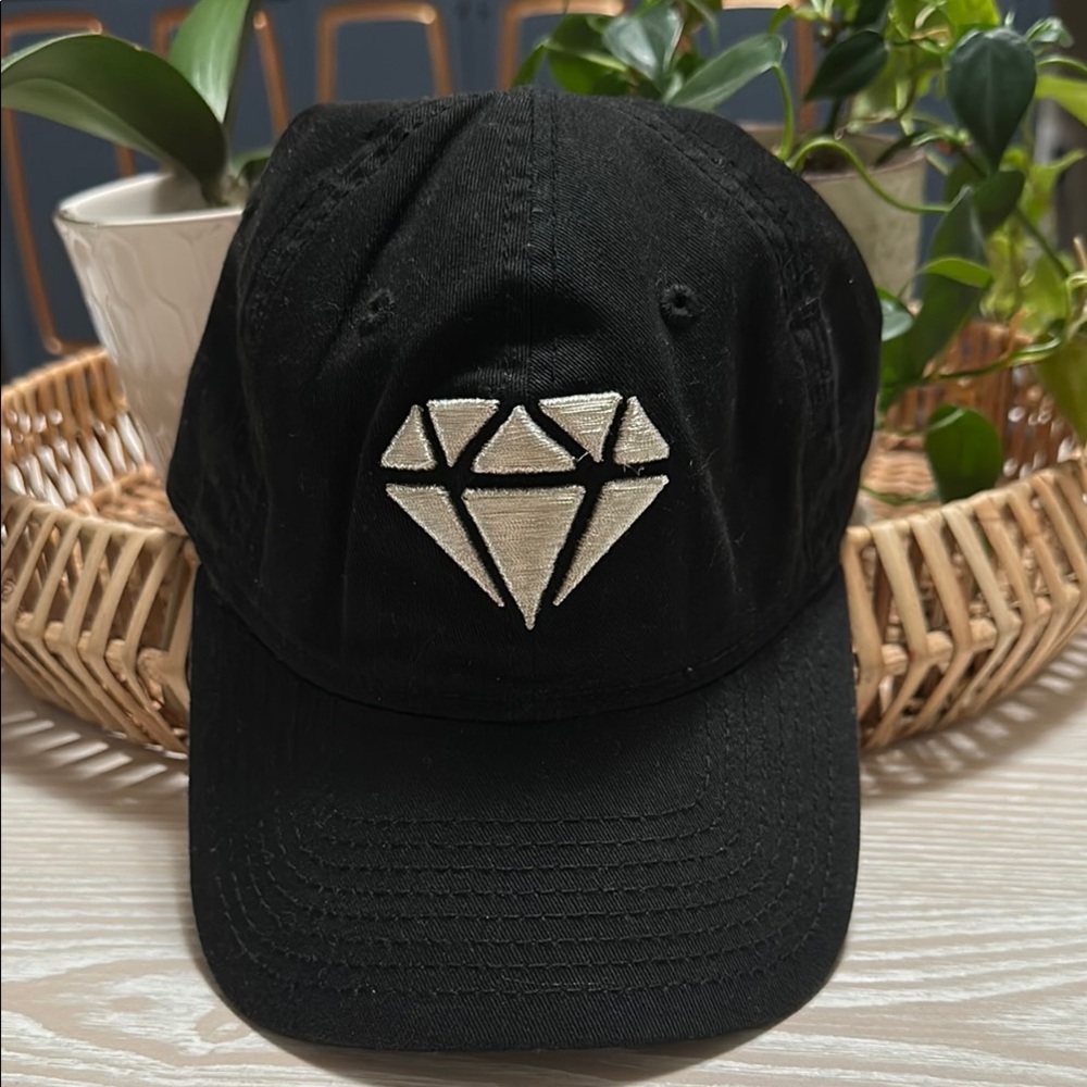 New Era Black Cap with Silver Diamond Logo